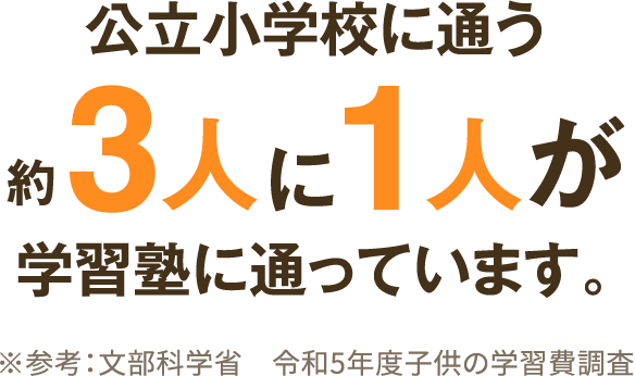公立小学校に通う約3人に1人が学習塾に通っています。
