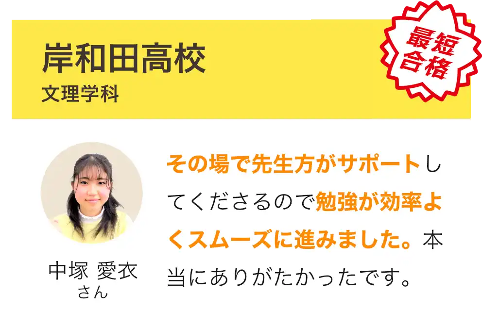 岸和田高校 文理学科 合格