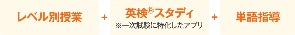 レベル別授業+英検スタディ*第一試験に特化したアプリ+単語指導